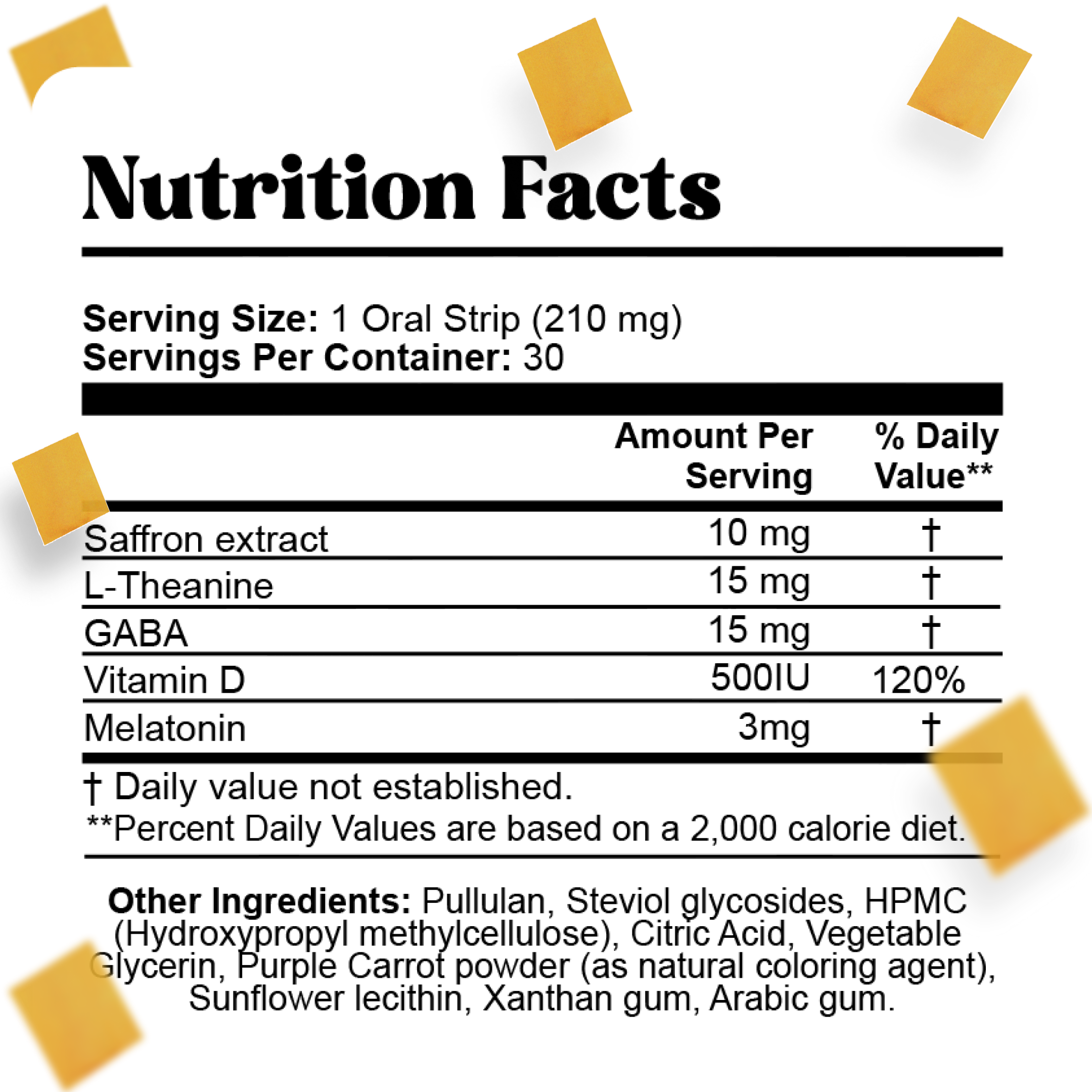 Lulley Sleep Strips Nutrition Facts - Full Ingredients Panel