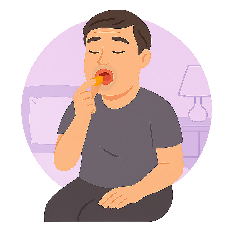 Step 1: Place strip on tongue